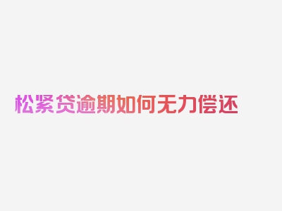 松紧贷逾期如何无力偿还