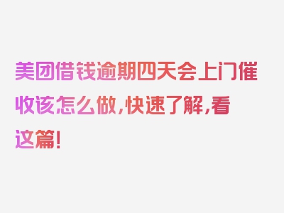 美团借钱逾期四天会上门催收该怎么做，快速了解，看这篇！