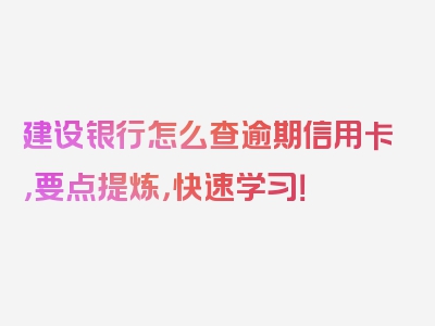 建设银行怎么查逾期信用卡，要点提炼，快速学习！