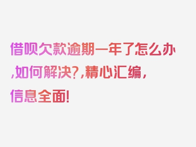 借呗欠款逾期一年了怎么办,如何解决?，精心汇编，信息全面！