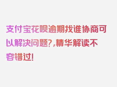 支付宝花呗逾期找谁协商可以解决问题?，精华解读不容错过！