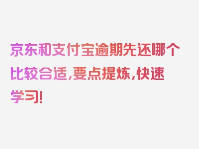 京东和支付宝逾期先还哪个比较合适，要点提炼，快速学习！