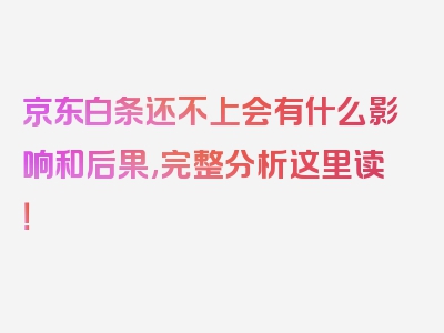 京东白条还不上会有什么影响和后果,完整分析这里读！