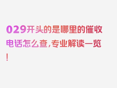 029开头的是哪里的催收电话怎么查，专业解读一览！