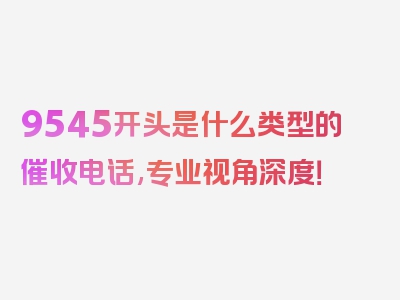 9545开头是什么类型的催收电话,专业视角深度！