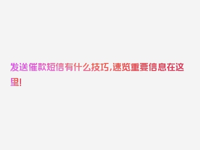 发送催款短信有什么技巧，速览重要信息在这里！