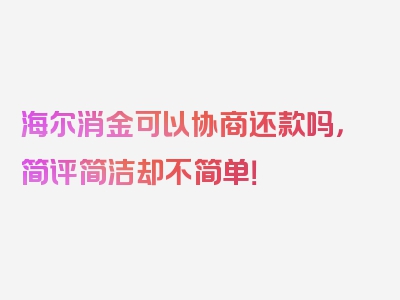 海尔消金可以协商还款吗，简评简洁却不简单！