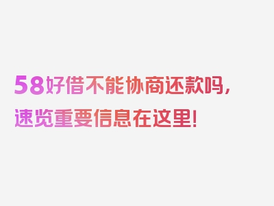 58好借不能协商还款吗，速览重要信息在这里！