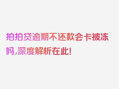 拍拍贷逾期不还款会卡被冻吗，深度解析在此！