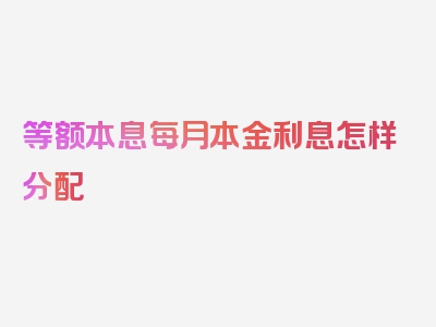 等额本息每月本金利息怎样分配