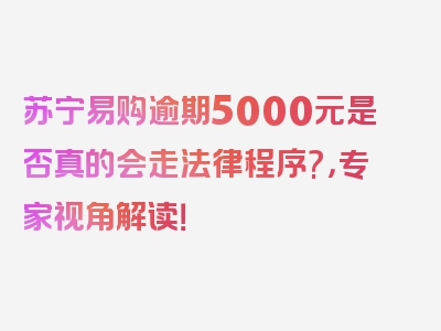 苏宁易购逾期5000元是否真的会走法律程序?，专家视角解读！