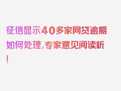 征信显示40多家网贷逾期如何处理,专家意见阅读听！