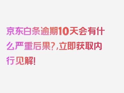 京东白条逾期10天会有什么严重后果?,立即获取内行见解！