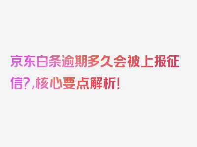 京东白条逾期多久会被上报征信?，核心要点解析！