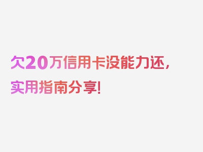 欠20万信用卡没能力还，实用指南分享！