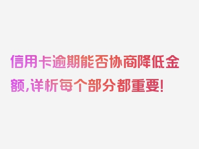 信用卡逾期能否协商降低金额，详析每个部分都重要！