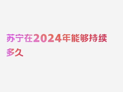 苏宁在2024年能够持续多久