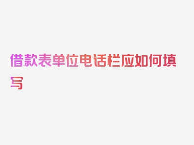 借款表单位电话栏应如何填写