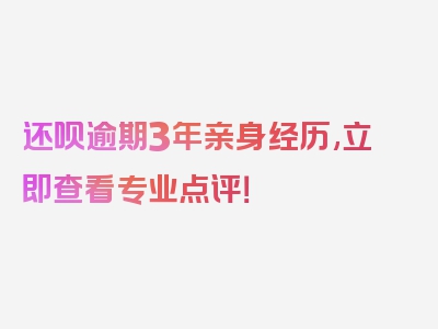 还呗逾期3年亲身经历,立即查看专业点评！