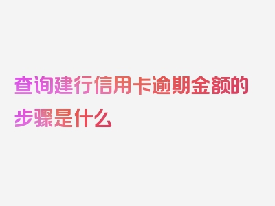 查询建行信用卡逾期金额的步骤是什么