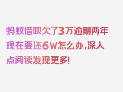 蚂蚁借呗欠了3万逾期两年现在要还6W怎么办，深入点阅读发现更多！