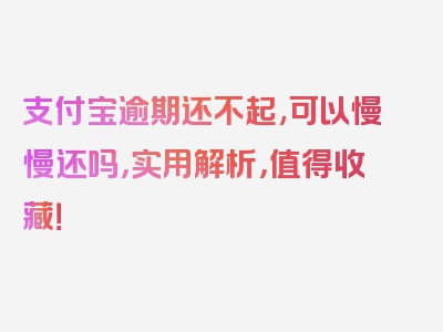 支付宝逾期还不起,可以慢慢还吗，实用解析，值得收藏！