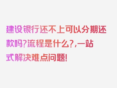 建设银行还不上可以分期还款吗?流程是什么?,一站式解决难点问题！