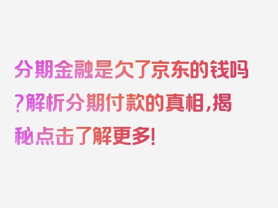 分期金融是欠了京东的钱吗?解析分期付款的真相，揭秘点击了解更多！