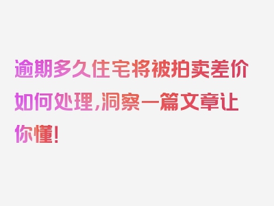 逾期多久住宅将被拍卖差价如何处理，洞察一篇文章让你懂！