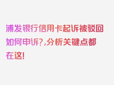 浦发银行信用卡起诉被驳回如何申诉?，分析关键点都在这！