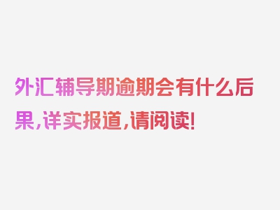 外汇辅导期逾期会有什么后果，详实报道，请阅读！