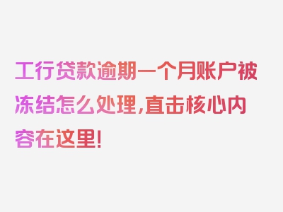 工行贷款逾期一个月账户被冻结怎么处理，直击核心内容在这里！