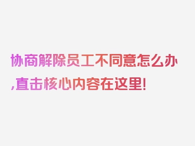 协商解除员工不同意怎么办，直击核心内容在这里！