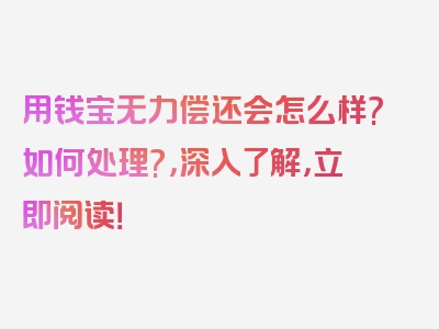 用钱宝无力偿还会怎么样?如何处理?，深入了解，立即阅读！