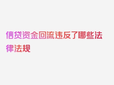 信贷资金回流违反了哪些法律法规