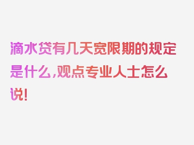 滴水贷有几天宽限期的规定是什么，观点专业人士怎么说！