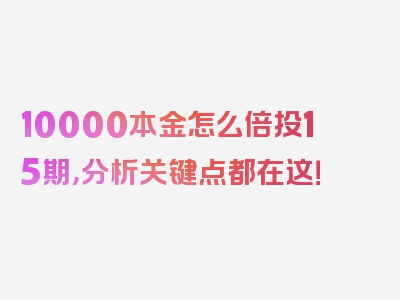 10000本金怎么倍投15期，分析关键点都在这！