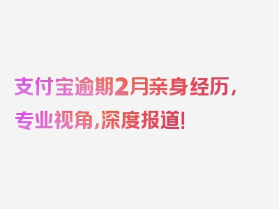 支付宝逾期2月亲身经历，专业视角，深度报道！