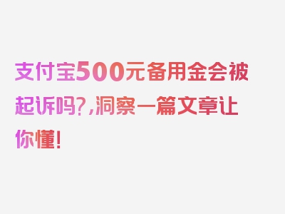 支付宝500元备用金会被起诉吗?，洞察一篇文章让你懂！