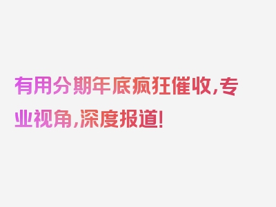 有用分期年底疯狂催收，专业视角，深度报道！