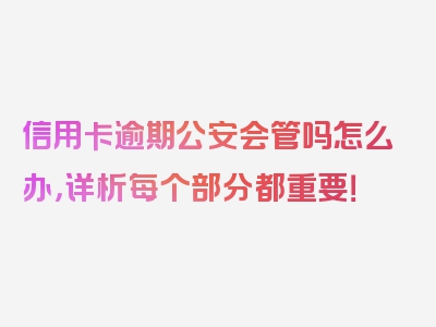 信用卡逾期公安会管吗怎么办，详析每个部分都重要！