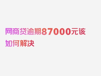 网商贷逾期87000元该如何解决