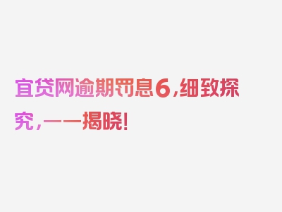 宜贷网逾期罚息6，细致探究，一一揭晓！