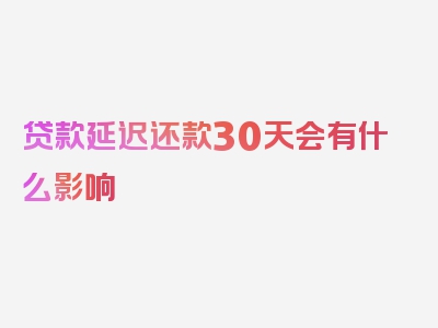 贷款延迟还款30天会有什么影响