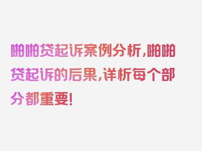 啪啪贷起诉案例分析,啪啪贷起诉的后果，详析每个部分都重要！