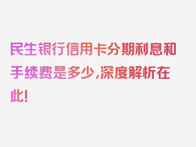 民生银行信用卡分期利息和手续费是多少，深度解析在此！