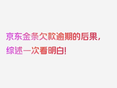 京东金条欠款逾期的后果，综述一次看明白！