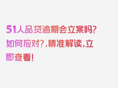 51人品贷逾期会立案吗?如何应对?，精准解读，立即查看！