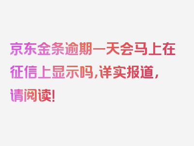 京东金条逾期一天会马上在征信上显示吗，详实报道，请阅读！