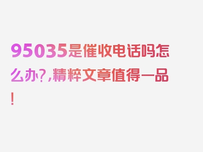 95035是催收电话吗怎么办?，精粹文章值得一品！